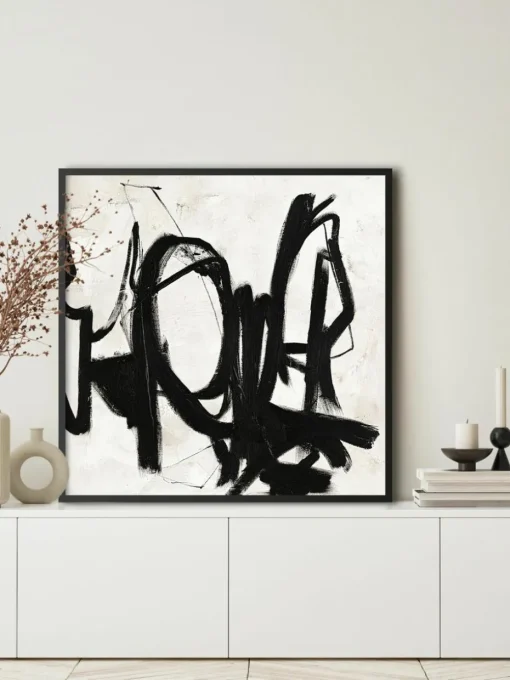 Handbeschilderde canvasdoek Playblack met houten frame