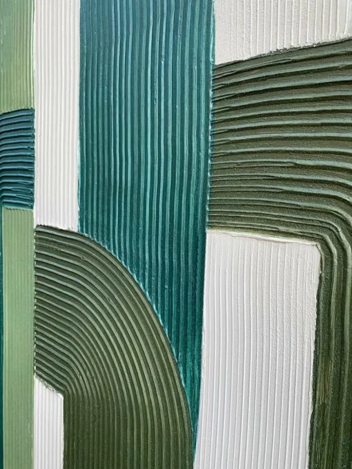 Handbeschilderde canvasdoek Green Lines
