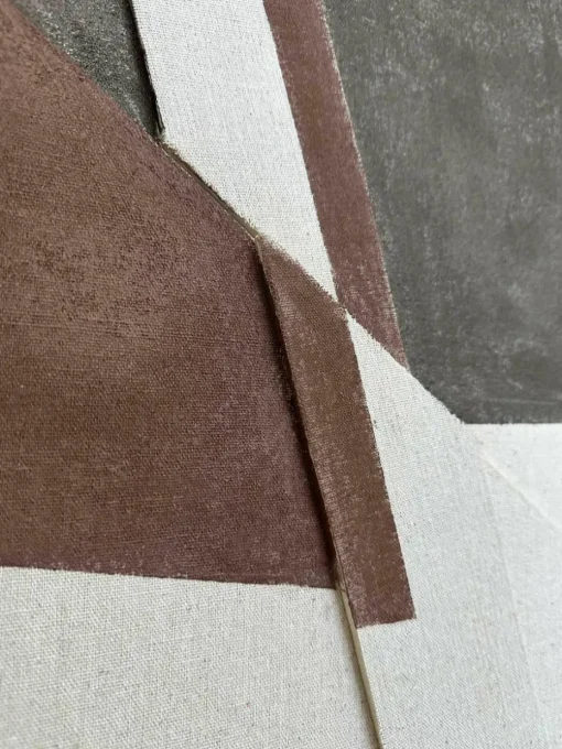 Handbeschilderde canvasdoek Brown Shapes met frame