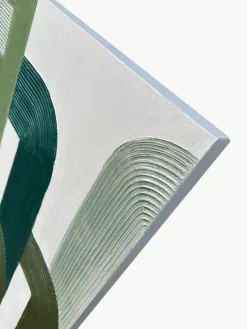 Handbeschilderde canvasdoek Green Lines