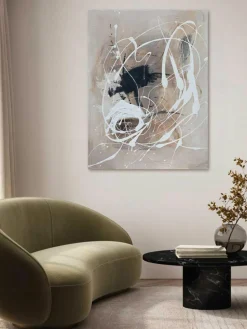 Handbeschilderde canvasdoek Cream