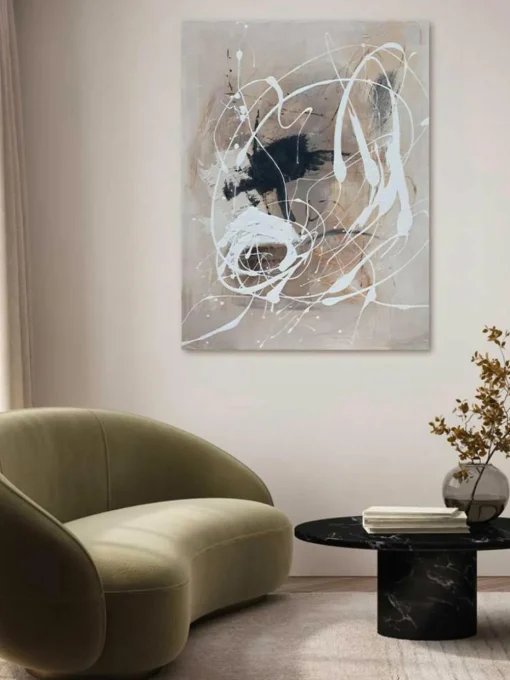 Handbeschilderde canvasdoek Cream