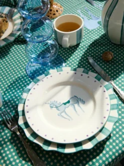 Handbeschilderde dinerborden Pine Scalloped