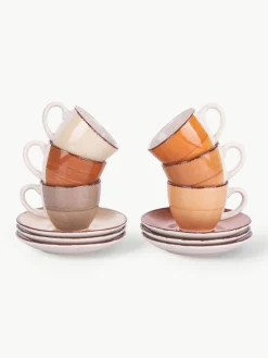 Handbeschilderde espresso kopjes Baita met schoteltjes, 6-delig