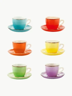 Handbeschilderde espresso kopjes Baita met schoteltjes, 6-delig