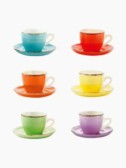 Handbeschilderde espresso kopjes Baita met schoteltjes, 6-delig