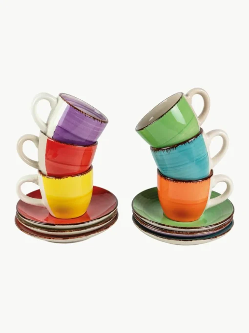 Handbeschilderde espresso kopjes Baita met schoteltjes, 6-delig