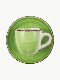 Handbeschilderde espresso kopjes Baita met schoteltjes, 6-delig