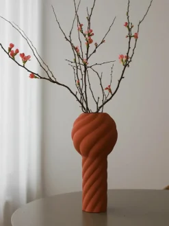 Handbeschilderde keramische vaas Twist Pillar, H 34 cm