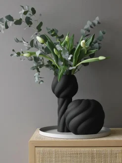 Handbeschilderde keramische vaas Twist Pillar, H 34 cm