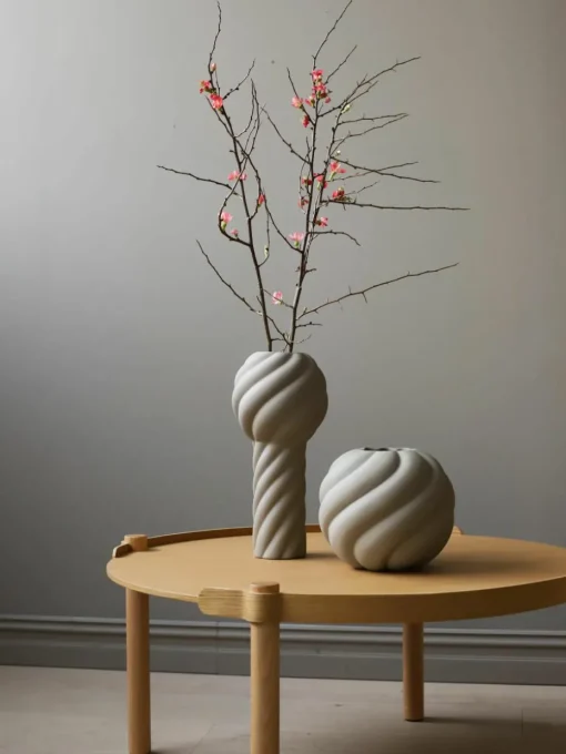 Handbeschilderde keramische vaas Twist Pillar, H 34 cm