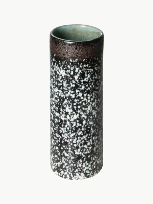 Handbeschilderde keramische vaas 70's met reactief glazuur, H 19 cm