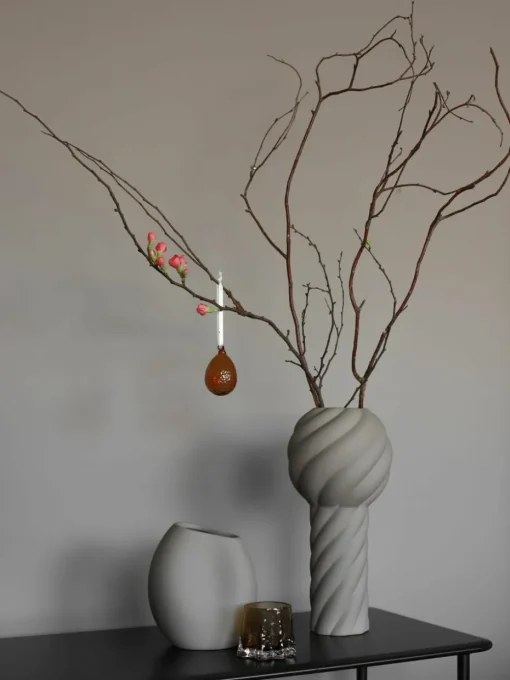Handbeschilderde keramische vaas Twist Pillar, H 34 cm