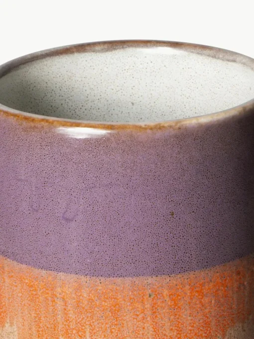 Handbeschilderde keramische vaas 70's met reactief glazuur, H 19 cm