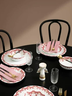 Handbeschilderde kerstdinerborden Garlande, 4 stuks