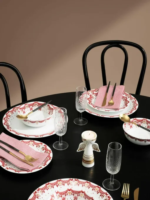 Handbeschilderde kerstdinerborden Garlande, 4 stuks