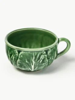 Handbeschilderde kopjes Cabbage met schoteltjes, 4 stuks