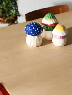 Handbeschilderde opbergpot Magic Mushroom van dolomiet