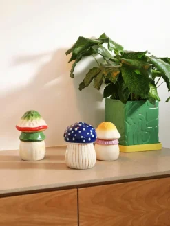 Handbeschilderde opbergpot Magic Mushroom van dolomiet