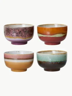 Handbeschilderde schalen 70's van keramiek, 4-delig