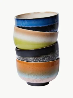 Handbeschilderde schalen 70's van keramiek, 4-delig