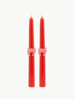 Handbeschilderde steekkaarsen Loving Bow, 2 stuks