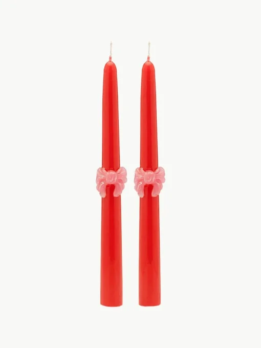 Handbeschilderde steekkaarsen Loving Bow, 2 stuks
