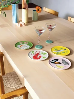 Handbeschilderde taartplaat De La Mer van dolomiet, 4-delig
