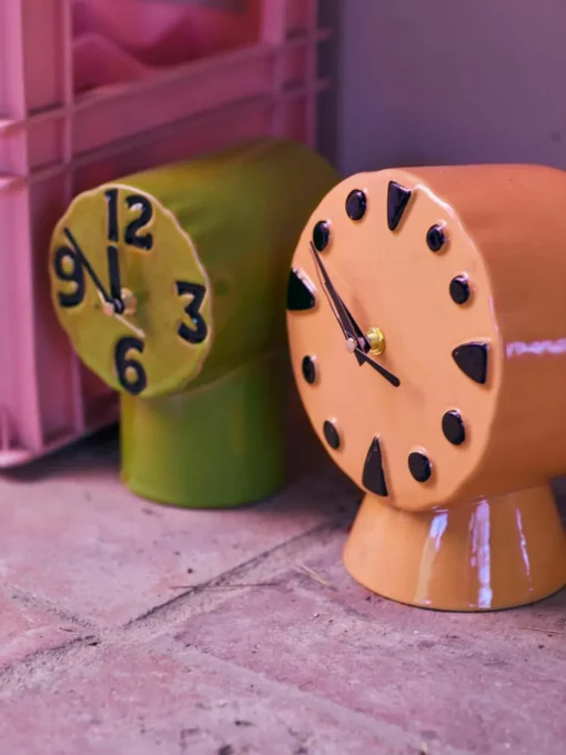 Handbeschilderde tafelklok Retro van keramiek