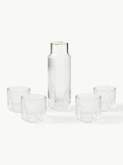 Handgeblazen Aleo waterkaraf met waterglazen, set van 5