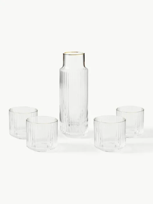 Handgeblazen Aleo waterkaraf met waterglazen, set van 5