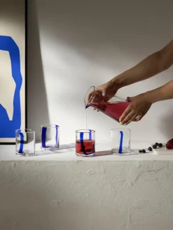 Handgeblazen waterkaraf Taha met waterglazen, set van 5