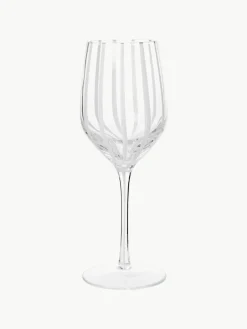 Handgeblazen witte wijnglas Stripe