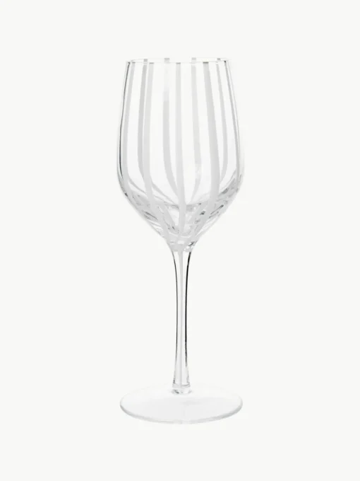 Handgeblazen witte wijnglas Stripe