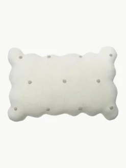 Handgeborduurd katoenen knuffelkussen Biscuit