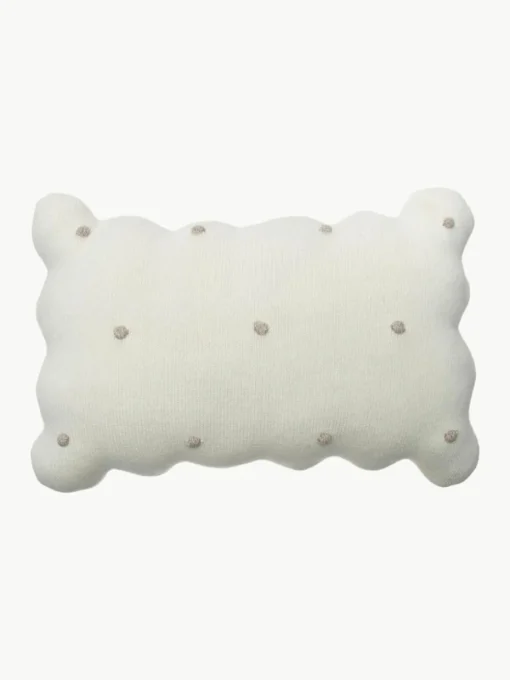 Handgeborduurd katoenen knuffelkussen Biscuit