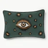 Handgeborduurde katoenen kussenhoes Eye