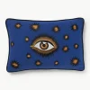 Handgeborduurde Katoenen kussenhoes Eye