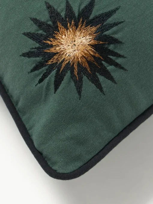 Handgeborduurde katoenen kussenhoes Eye