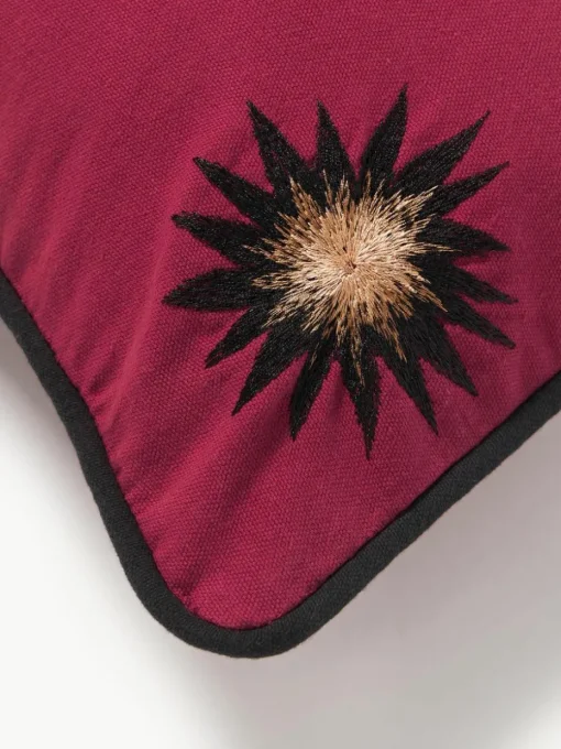 Handgeborduurde katoenen kussenhoes Eye