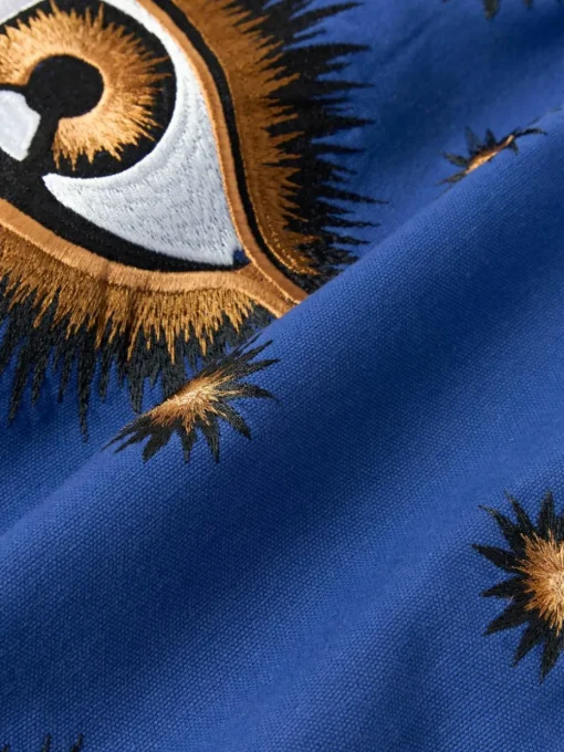 Handgeborduurde Katoenen kussenhoes Eye