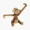 Handgemaakt decoratief object Monkey van teakhout, H 10 cm