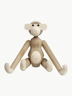 Handgemaakt decoratief object Monkey van eikenhout, H 19 cm