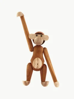 Handgemaakt decoratief object Monkey van teakhout, H 19 cm