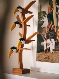 Handgemaakt decoratief object Toucan van mahoniehout