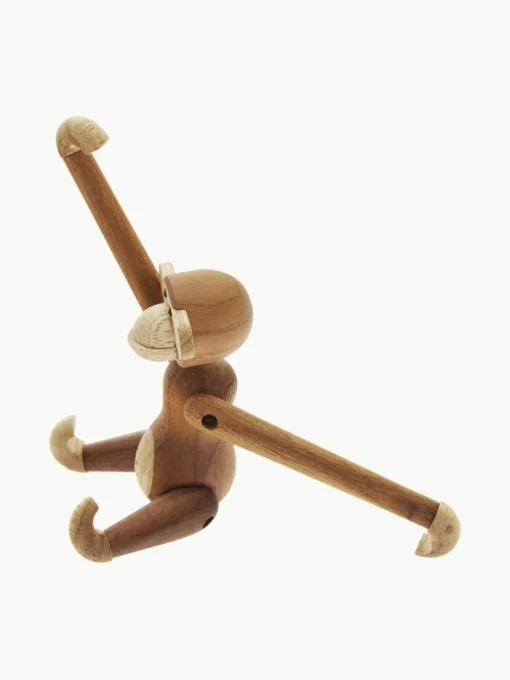 Handgemaakt decoratief object Monkey van teakhout, H 10 cm