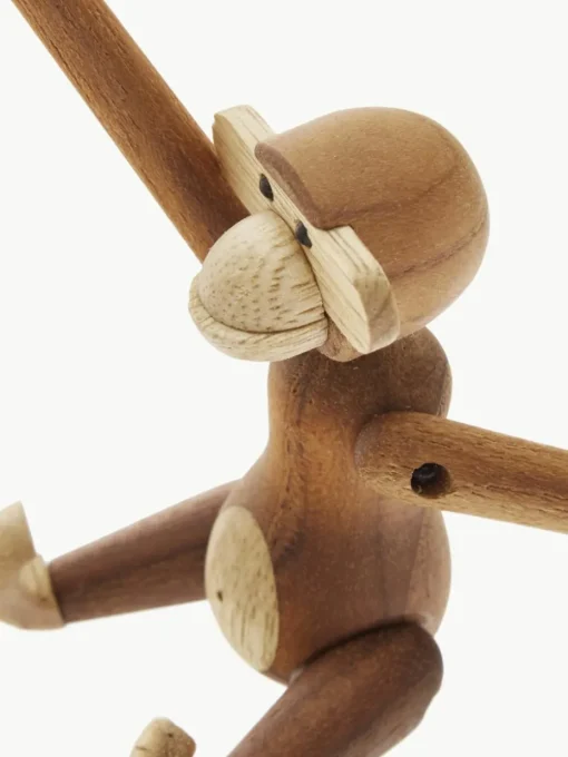 Handgemaakt decoratief object Monkey van teakhout, H 10 cm