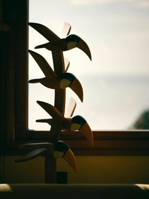 Handgemaakt decoratief object Toucan van mahoniehout