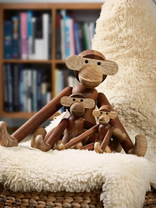 Handgemaakt decoratief object Monkey van teakhout, H 10 cm