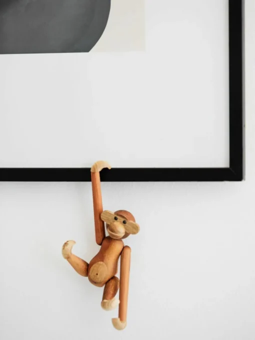 Handgemaakt decoratief object Monkey van teakhout, H 10 cm